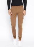 Invictus Brown Slim Fit Solid Cargo Joggers men