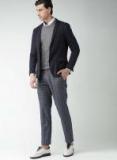 Invictus Grey & Brown Slim Fit Checked Formal Trousers Men