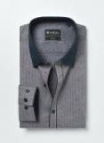 Invictus Grey Slim Fit Self Design Formal Shirt Men