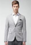 Invictus Grey Solid Blazer Men