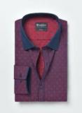 Invictus Maroon Slim Fit Self Design Formal Shirt Men