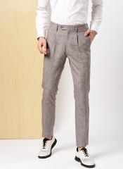 Invictus Mauve Checked Slim Fit Regular Trouser men