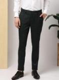 Invictus Navy Blue & Black Slim Fit Checked Formal Trousers men