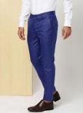 Invictus Navy Blue Checked Regular Fit Regular Trouser Men