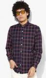 Invictus Navy Blue Regular Fit Checked Casual Shirt Men