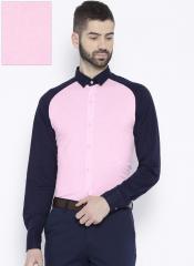 Invictus Pink & Navy Blue Slim Fit Solid Formal Shirt men