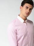 Invictus Pink & White Slim Fit Checked Formal Shirt Men