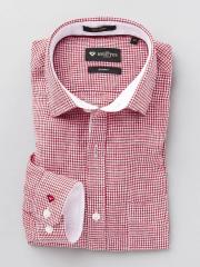 Invictus Red Checked Slim Fit Formal Shirt men