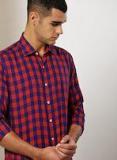 Invictus Red Slim Fit Checked Casual Shirt Men