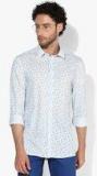 Invictus White Slim Fit Printed Casual Shirt Men