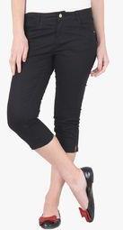 Irene Black Solid Capri Women