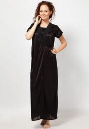 Ishin 2 Pc Self Pattern Black Nightwear Women