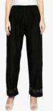 Ishin Black Solid Regular Fit Palazzos Women