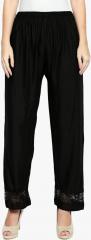 Ishin Black Solid Regular Fit Palazzos women