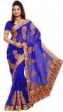 Ishin Blue Embroidered Saree Women