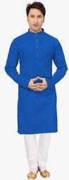 Ishin Blue Solid Kurta Pyjama Men