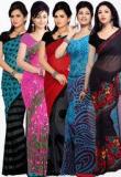 Ishin Combo Of 5 Multi Georgette Saree Women