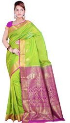 Ishin Green Printed Saree Women