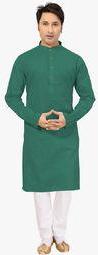 Ishin Green Solid Kurta Pyjama Men