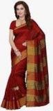 Ishin Maroon Striped Saree Women