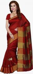 Ishin Maroon Striped Saree women