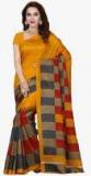 Ishin Orange Checked Saree Women