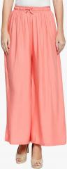 Ishin Peach Solid Regular Fit Palazzos women