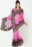 Ishin Pink Embroidered Saree Women