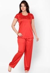 Ishin Red Embroidered Nightwear Women