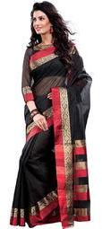 Ishin Solid Black Saree Women