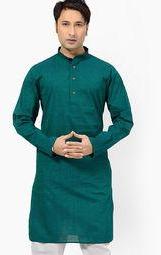 Ishin Solid Green Kurta Men