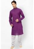 Ishin Solid Purple Kurta Pyjama Men