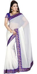 Ishin White Sarees Women