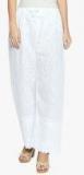 Ishin White Self Design Regular Fit Palazzos Women