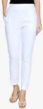 Ishin White Solid Coloured Pant Women