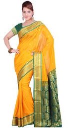 Ishin Yellow Printed Saree Women