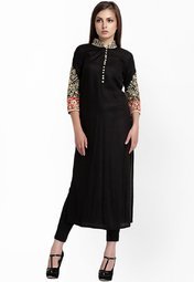 ITI Black Embroidered Kurta Women