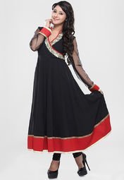 Iti Full Sleeve Black Embroidered Kurta women