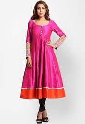 Iti Pink Embroidered Anarkali Women