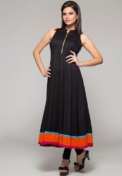 Iti Sleeve Less Solid Black Kurta women