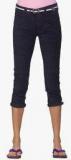 Ixia Blue Solid Capri Women