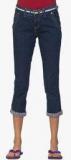 Ixia Navy Blue Solid Capri Women