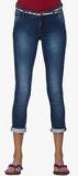 Ixia Navy Blue Washed Capri women