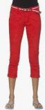 Ixia Red Solid Capri Women