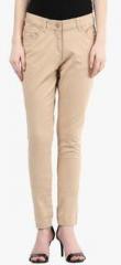 Izabel London By Pantaloons Beige Solid Slim Fit Chinos women