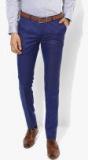 J Hampstead Blue Solid Slim Fit Formal Trouser Men