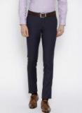 J Hampstead Navy Slim Fit Solid Formal Trousers Men