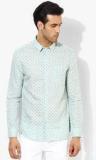 Jack & Jones Aqua Blue Printed Slim Fit Casual Shirt men