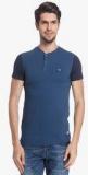 Jack & Jones Blue Printed Henley T Shirt men