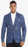 Jack & Jones Blue Printed Regular Fit Blazer Men